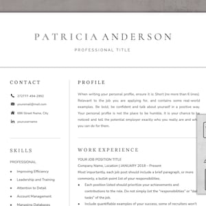 Plantilla de CV moderna 2025 / Plantilla de currículum vitae / Carta de presentación / Referencias / Currículum vitae fácil de editar / CV profesional / Minimalista / Diseño limpio