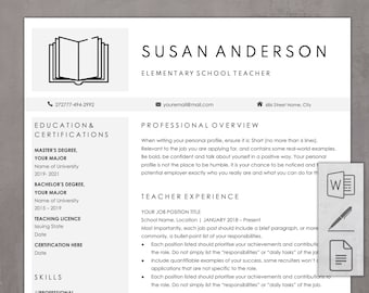 Modello di curriculum vitae moderno per insegnanti / CV professionale per Pages e Word