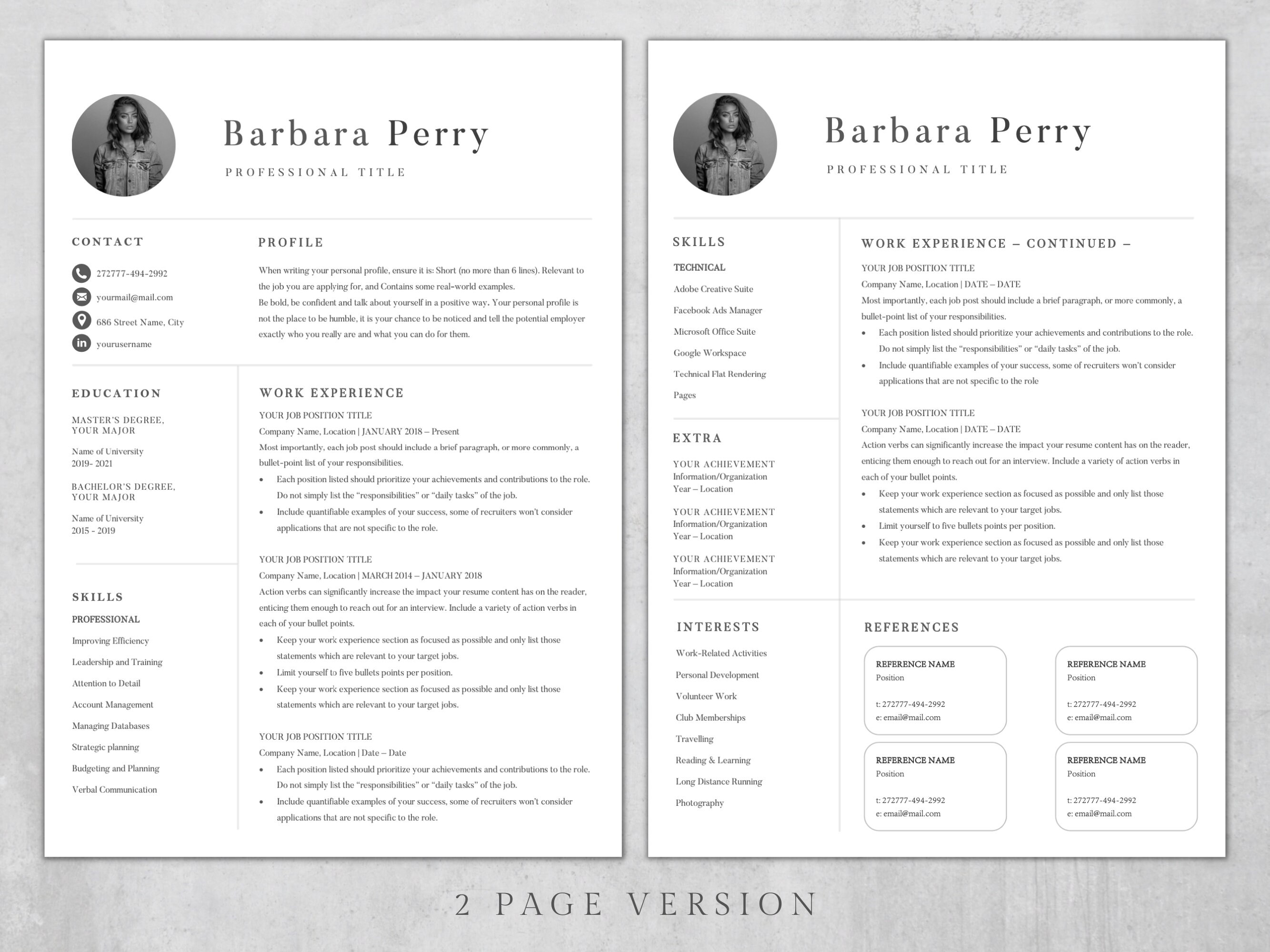 2024 Resume Template With Photo Resume Template Pages Modern Resume