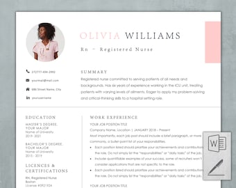 Nurse Resume Template | Nursing CV Template | Nurse Resume for Word | Registred Nurse Resume for Pages | Nurse Curriculum Vitae Templates
