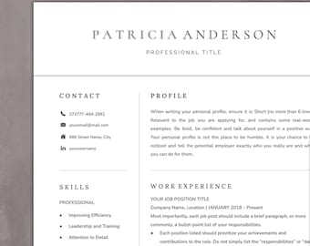 Modern Resume Template: Minimalist CV, Cover Letter