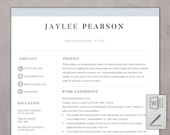 Plantilla de CV limpio: CV moderno, carta de presentación y referencias (Word, Pages)