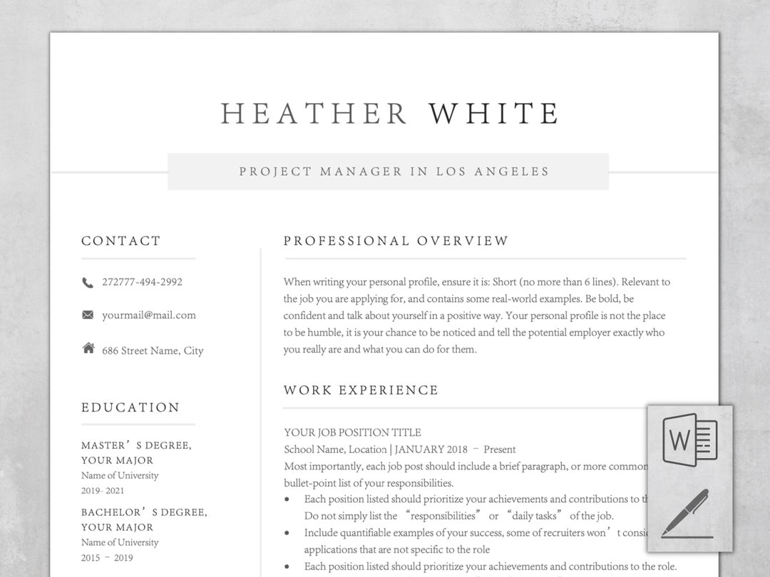 2025 Minimalist Resume Template | Professional Resume Template for Word