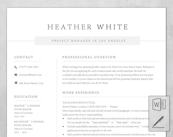 Plantilla de CV minimalista: CV profesional, carta de presentación (Word y Pages)