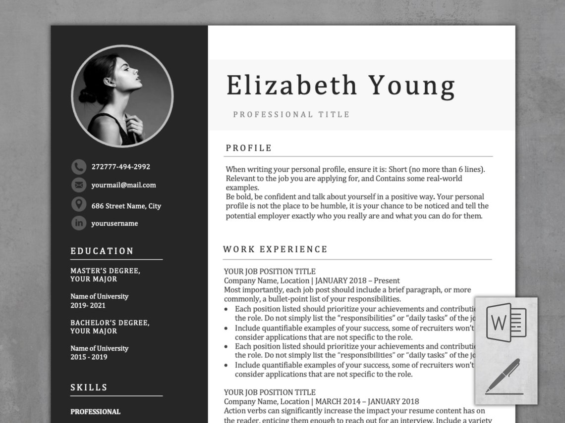 2024 Resume Template for Word Modern Resume for Pages CV Word and Pages