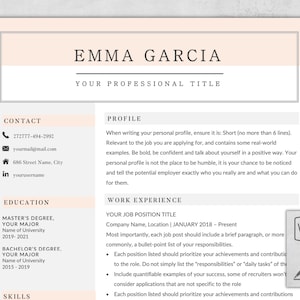 2025 Creative Resume Template Word | Resume With Cover Letter References Icons Fonts | Modern CV Template | Professional Resume Template