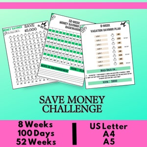 Printable Money Saving Challenge | Digital Budget Planner | Finance Tracker PDF | 52 Week Savings Goal | Instant Download