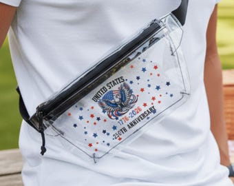 America 250 Merchandise | Sports Clear Travel Bag | Transparent Fanny Pack