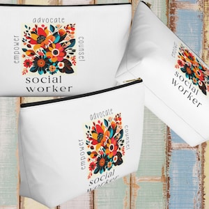 Social Worker Pencil Case | MSW BSW Zipper Pouch | Case Manager Office Supply | Human Services Fabric Bag | Unique Gift