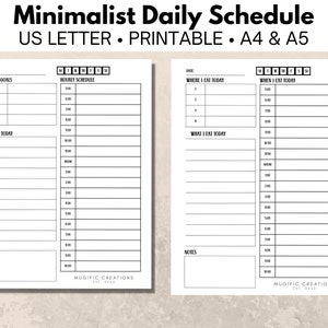 Minimalist Daily Planner | Printable Schedule Organizer | Simple Time Management | Productivity PDF | Digital Download