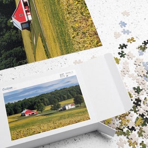 Legpuzzel rode schuur | 1000-delige landelijke scène | Landschapsspel tienerboerderij voor volwassenen | Landelijk Amerikaans decor | Familieplezier
