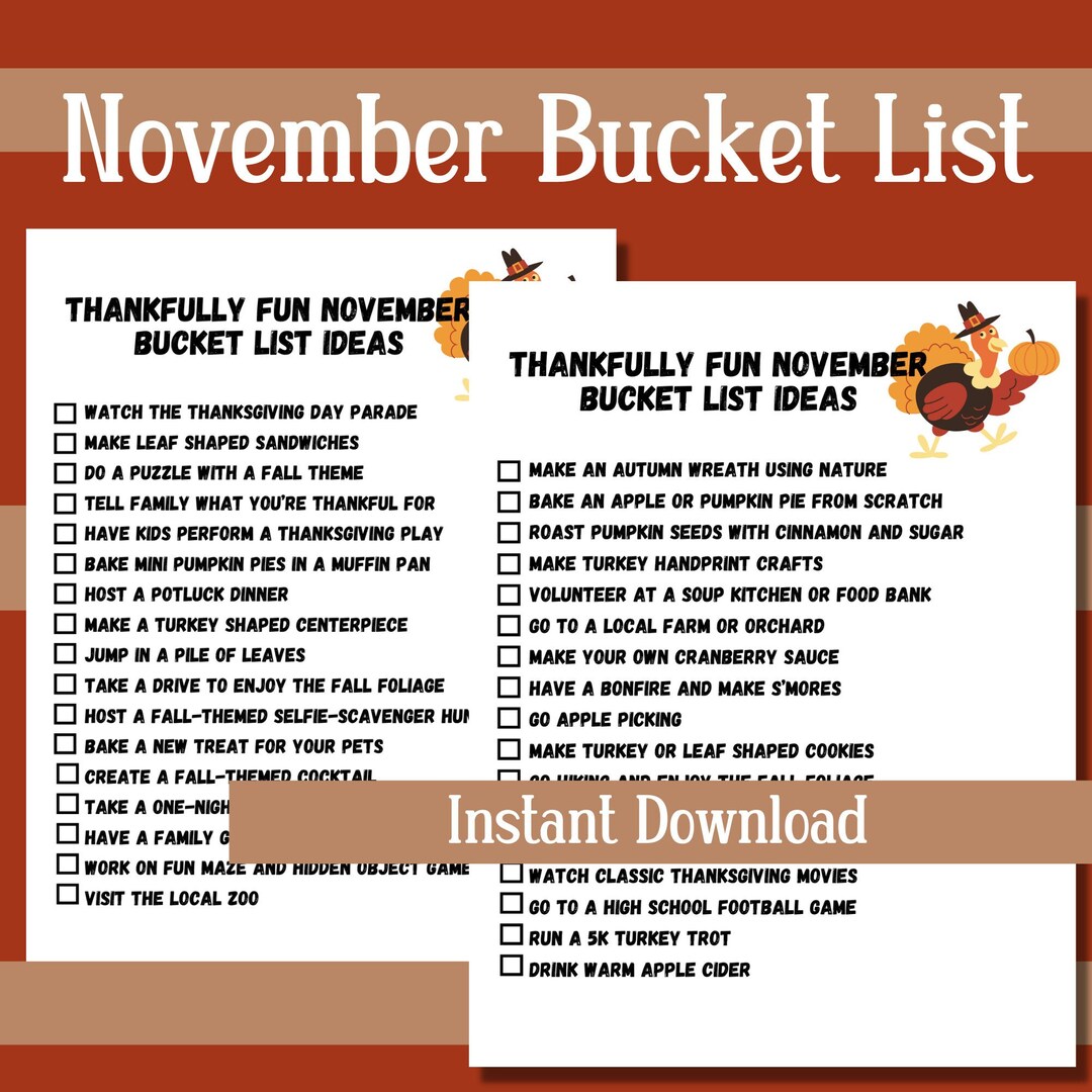 Fall Bucket List Template | Family Activities Checklist (PDF) - Etsy