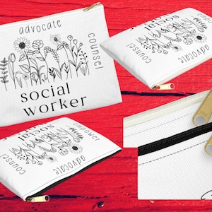 Social Worker Pencil Case | MSW BSW Zipper Pouch | Case Manager Supply Bag | Human Services Student Gift | Fabric