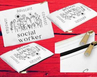 Sozialarbeiter Reißverschluss Tasche | Blumenmuster-Versorgungsbeutel