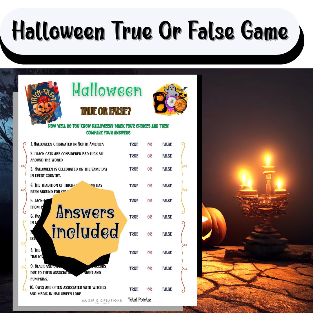Halloween True or False Game / Adult Halloween Party Game Etsy UK