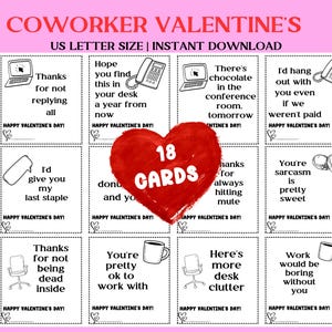 Carte de Saint-Valentin drôle | Cartes de Saint-Valentin pour collègues | Carte de Saint-Valentin sarcastique | Humour au bureau | Cadeau imprimable pour le travail Saint-Valentin