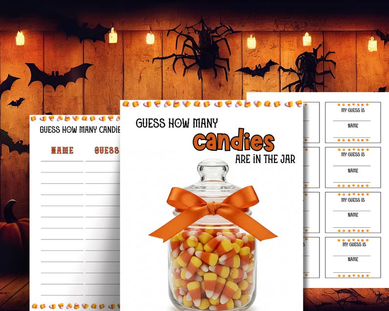Candy Guessing Game Printable | Halloween Thanksgiving Party Game ...