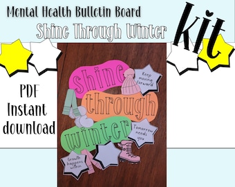 Prikbordkits geestelijke gezondheid| Schijn de winter door | Afdrukbare positieve affirmatie | Schoolbegeleiding| Wanddecoratie psychologie/therapeut