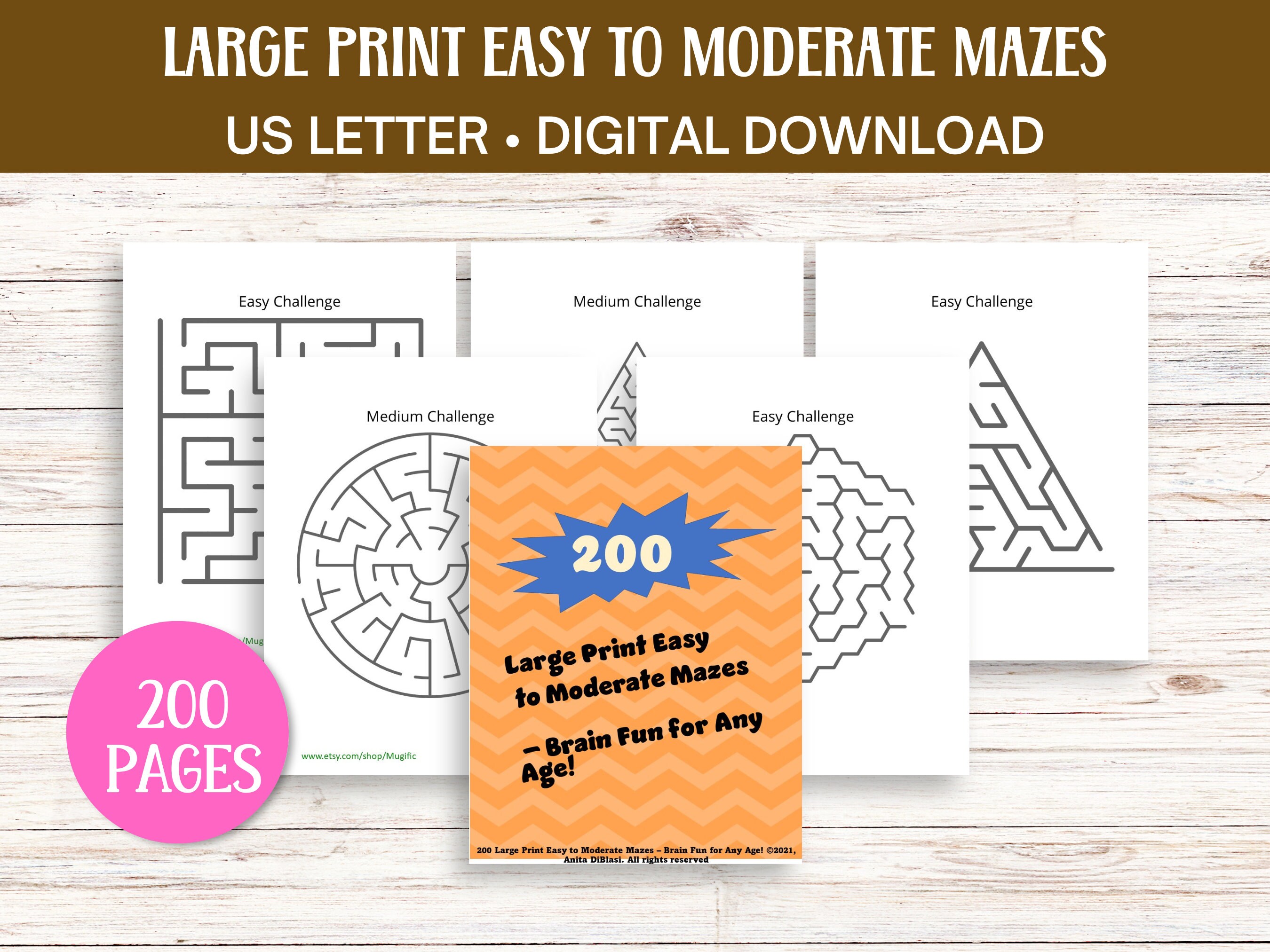 Large Print Mazes | 200 Teen/adult Puzzle Book (digital Download
