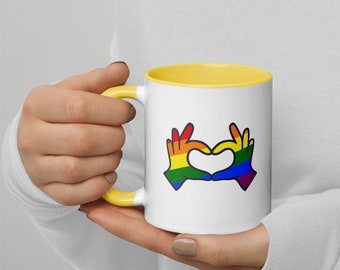 Rainbow Heart Ceramic Mug | LGBTQ+ Pride Love Coffee Cup