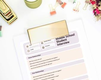 Student Interview Form (Grades 4-8): School Psychologists, Counselors (Digital Download PDF)