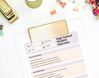 School-Based Student Interview Form (9th - 12th Grade)| Digital Download PDF for School Psychologists, Counselors, & Social Workers