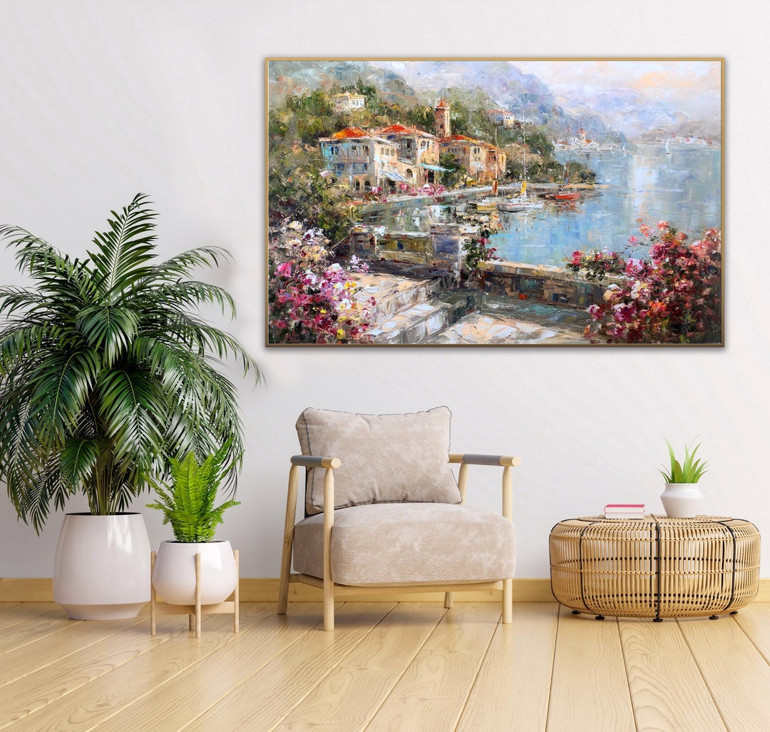 European Town Italy Como Lake Bellagio Village Scene - Etsy