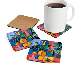 Matisse Inspired Coaster Set, Cute Coasters, Drink Coasters, Mug Rug