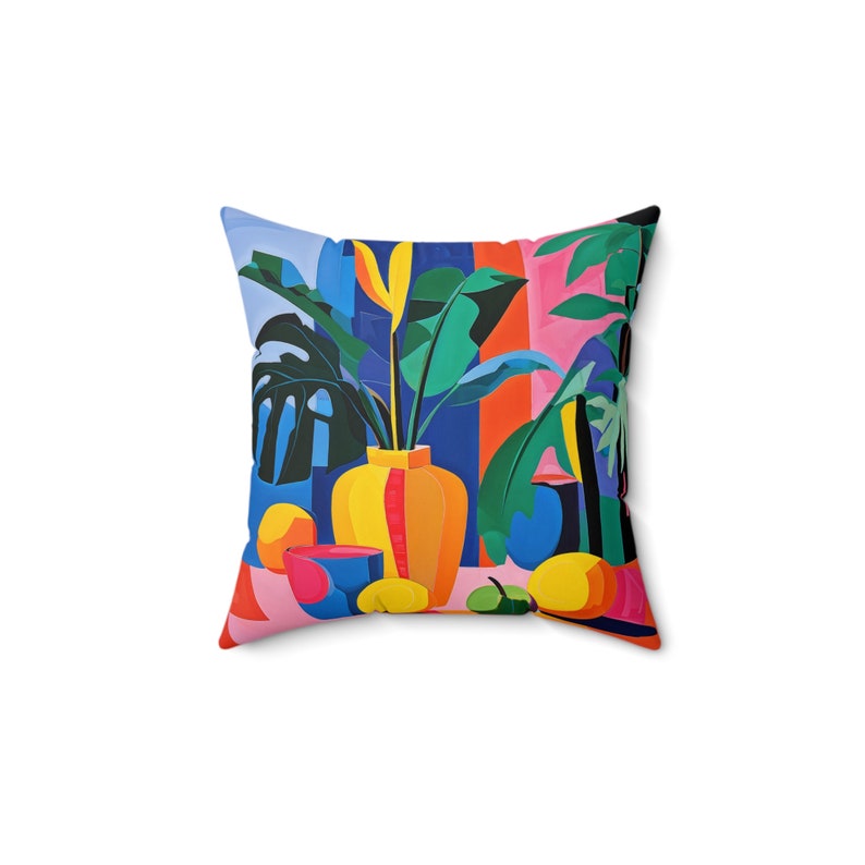 Coussin carré en polyester filé coloré inspiré de Matisse image 2