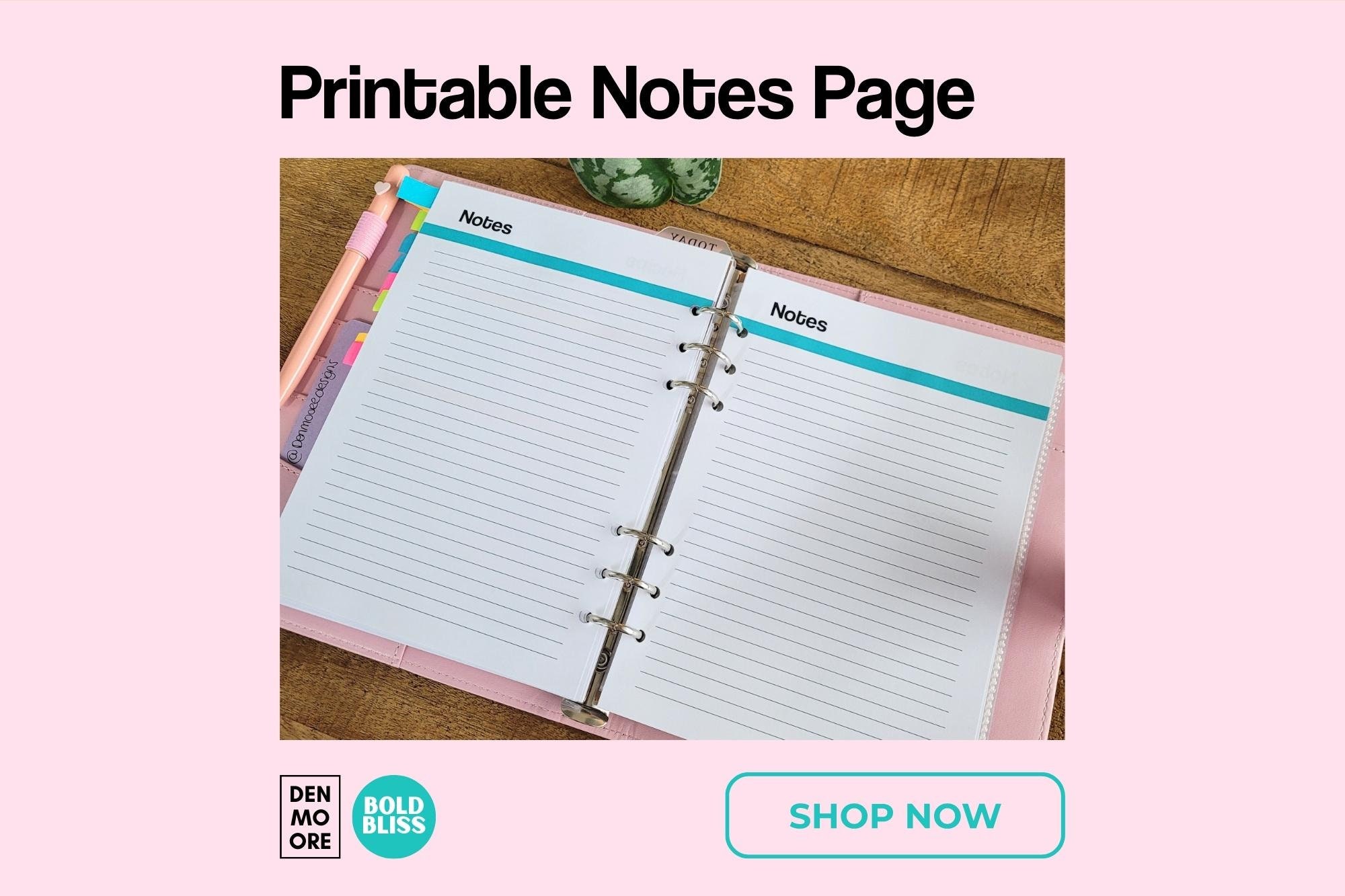 Printable Notes Page in 5 Colors! - Etsy
