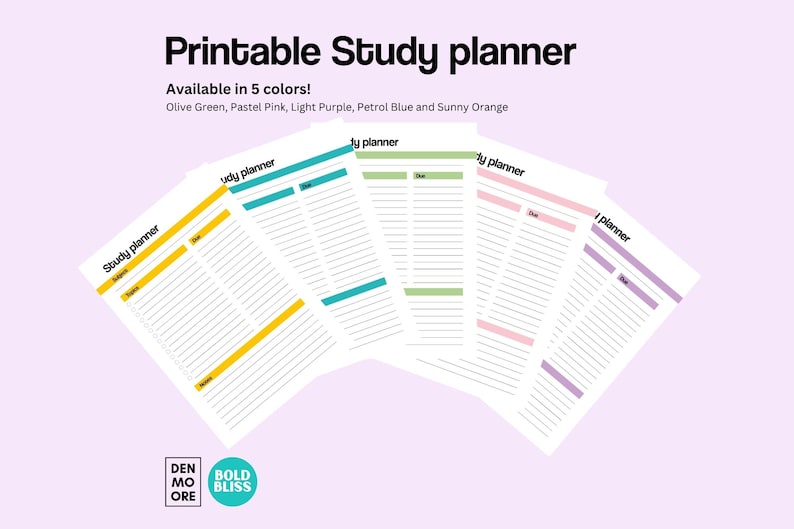 Color Coded Study Guide For Students Printable Study Planner Available in 5 Colors! - Etsy