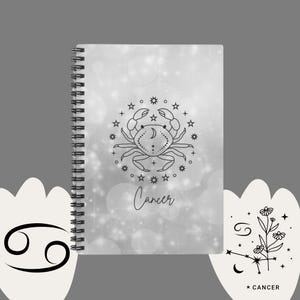 Cancer Zodiac Journal | Moon-Themed Astrology Notebook | Emotional Healing & Affirmations | Spiral-Bound | Zodiac gifts | Gifts for her
