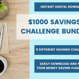 Money Savings Challenge Bundle | Save 1000 Dollars | Savings Tracker | Digital Download