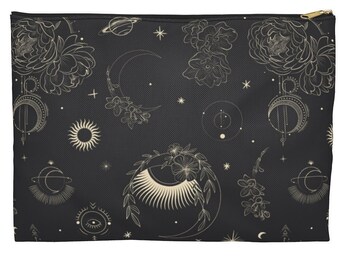 Floral Moon Accessory Pouch, make up pouch, Credit Card Pouch