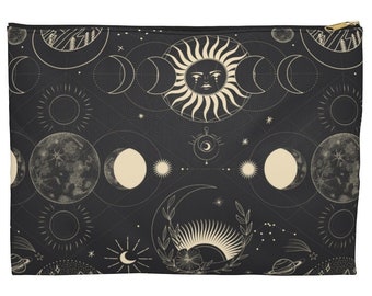 Moon Phase Accessory Pouch, Goddess Moon Accessory Pouch, Credit Card pouch, Make up bag