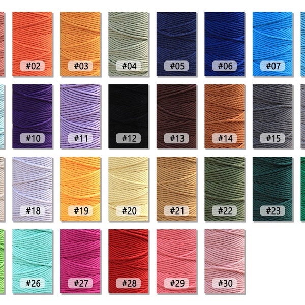 4mm Cotton Cord/ Twisted Cord/ Macrame cord/ Natural cotton macrame rope/ Macrame Cotton Cord/ 50 ft (15m) per Unit