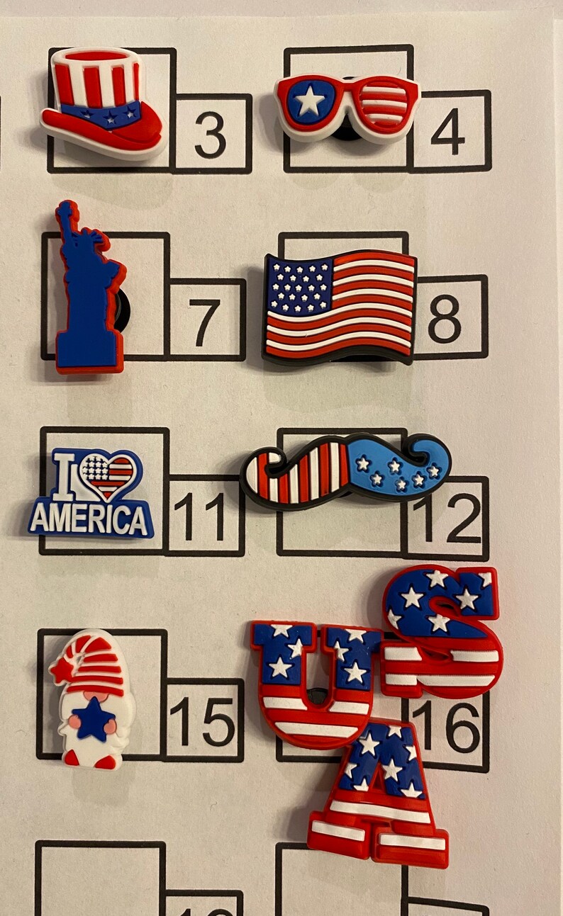 USA Shoe Charm Jibbitz America Flag 4th of July Gnome Etsy