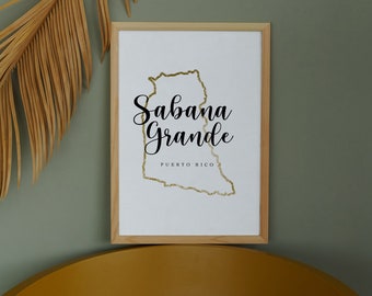 Sabana Grande Map,  digital download/digital wall art / downloadable art/ Puerto Rico art/ Puerto Rico digital print/ Puerto Rico Art
