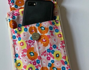 Iphone wallet, purse, cell phone case, gift for her, gift for friend, gift for wife, one of a kind, handmade
