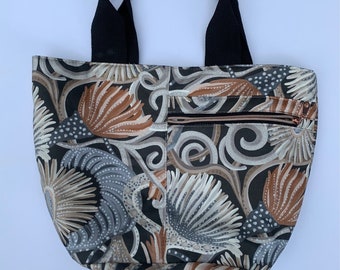 Black floral tote bag