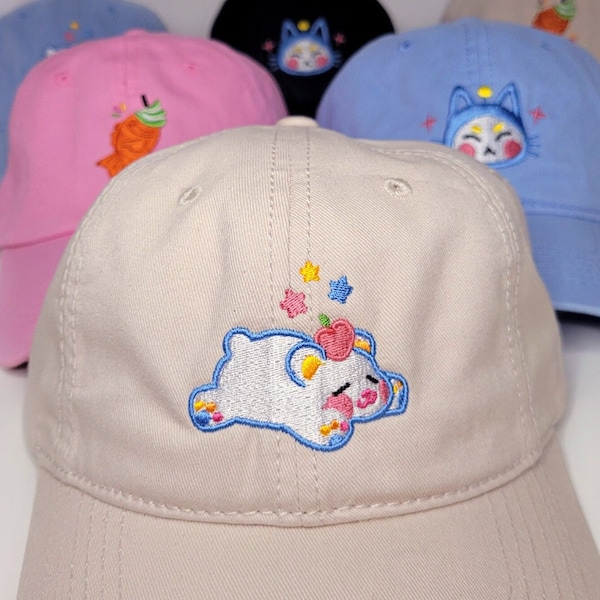 Peach Bear Embroidered Baseball Hat