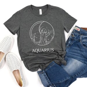 Camiseta de manga curta unissex Aquarius, Zodíaco, frete grátis