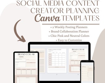 Social Media Content Planner: Weekly Posting & Brand Collaboration (Printable)