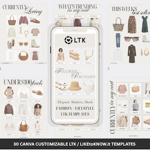 30 Editable LTK Canva Templates for Liketoknow.it Collage, Ltk Fashion Template Canva, LTK Fashion Template, Ltk Canva Template