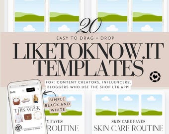 20 Blogger LIKEtoKNOW.it Black + White Canva Templates