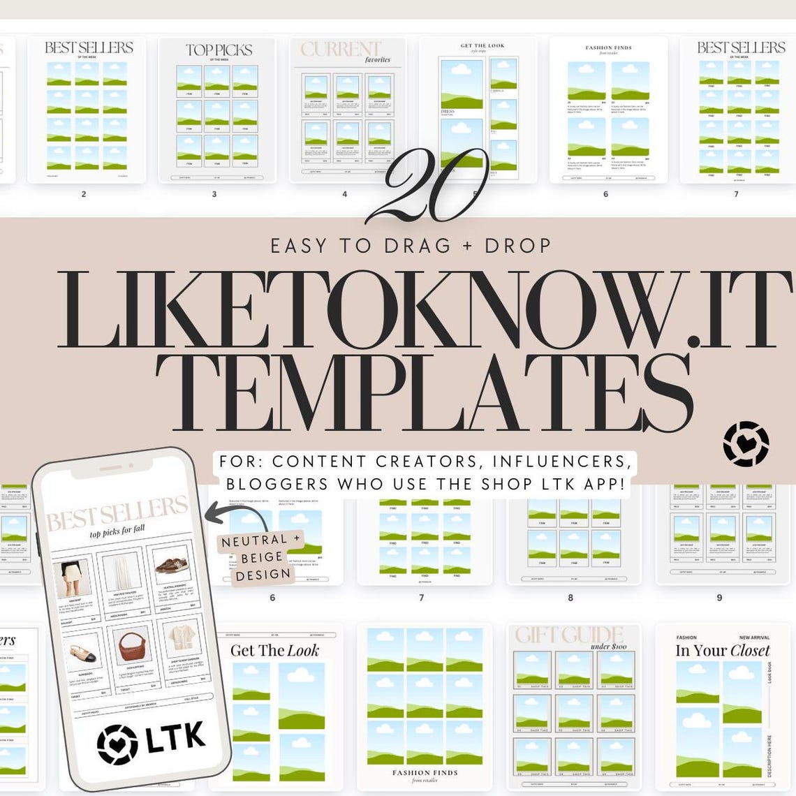 20 Modern LTK Canva Templates, Social Media Fashion Template (editable ...