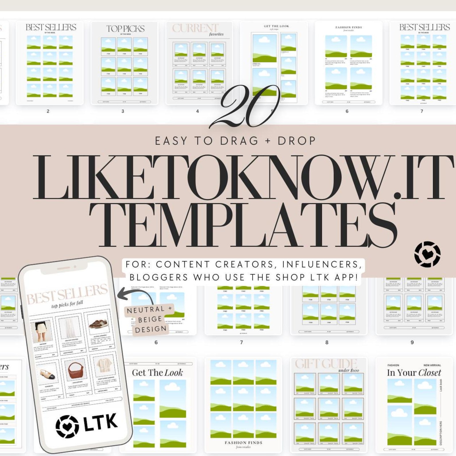 20 Modern LTK Canva Templates, Social Media Fashion Template (editable ...