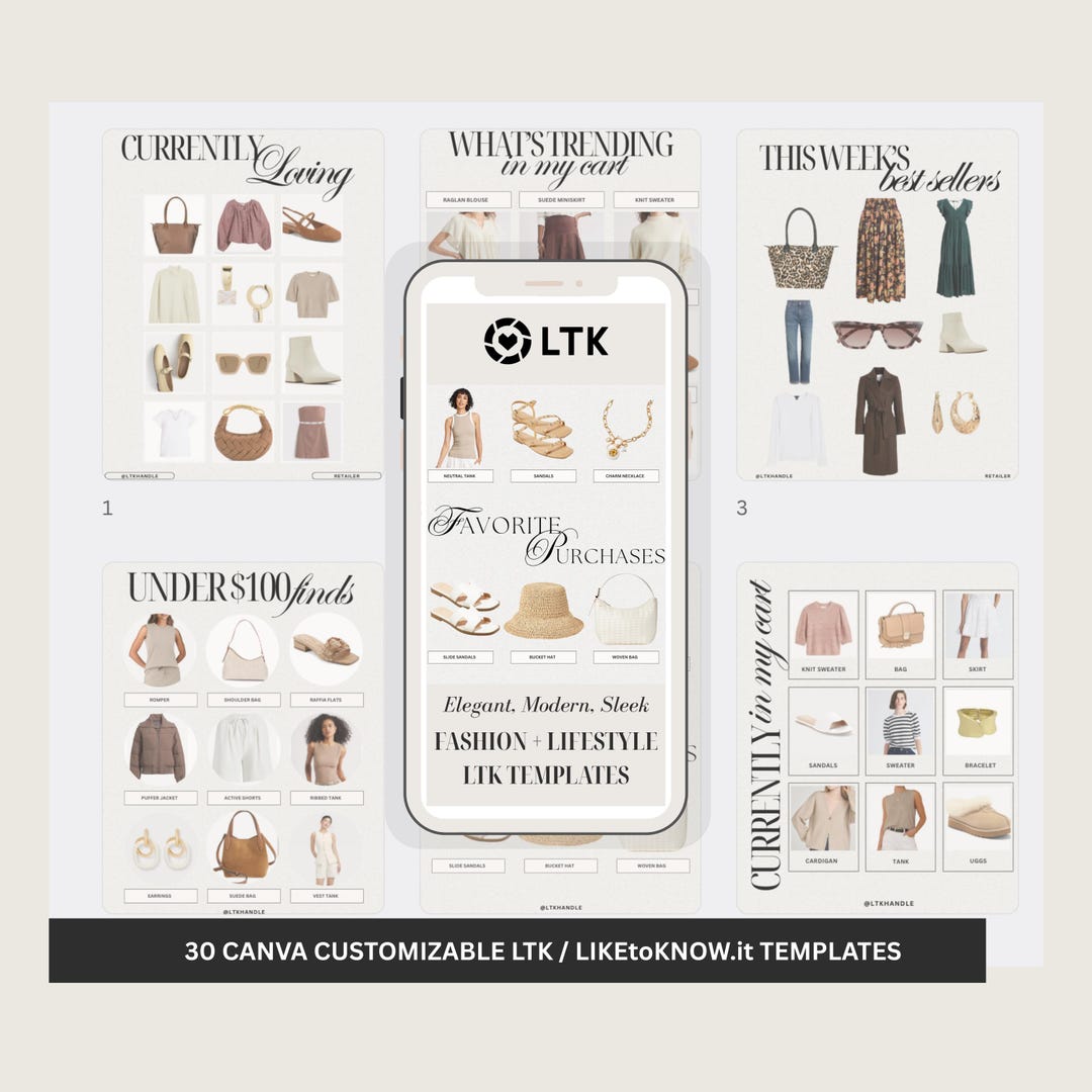 30 Editable LTK Canva Templates: Fashion Collage Layouts (digital ...