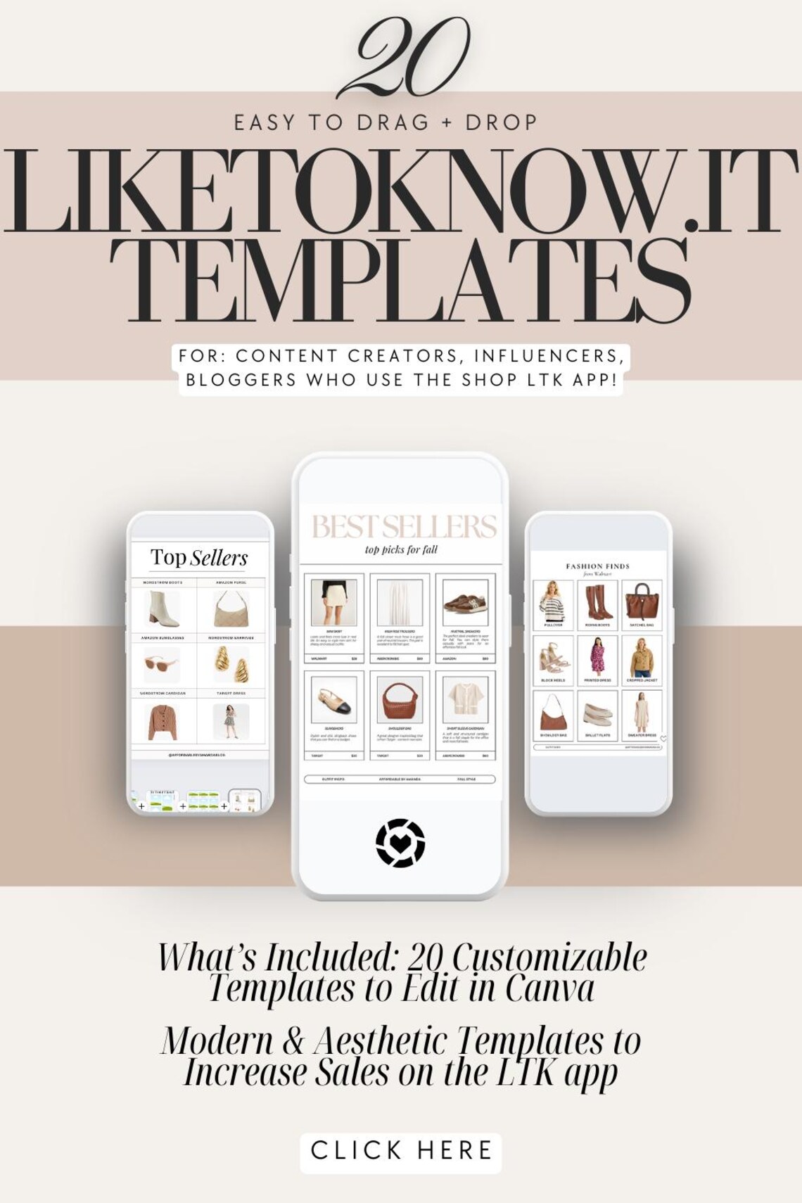 20 Modern LTK Canva Templates, Social Media Fashion Template (editable ...