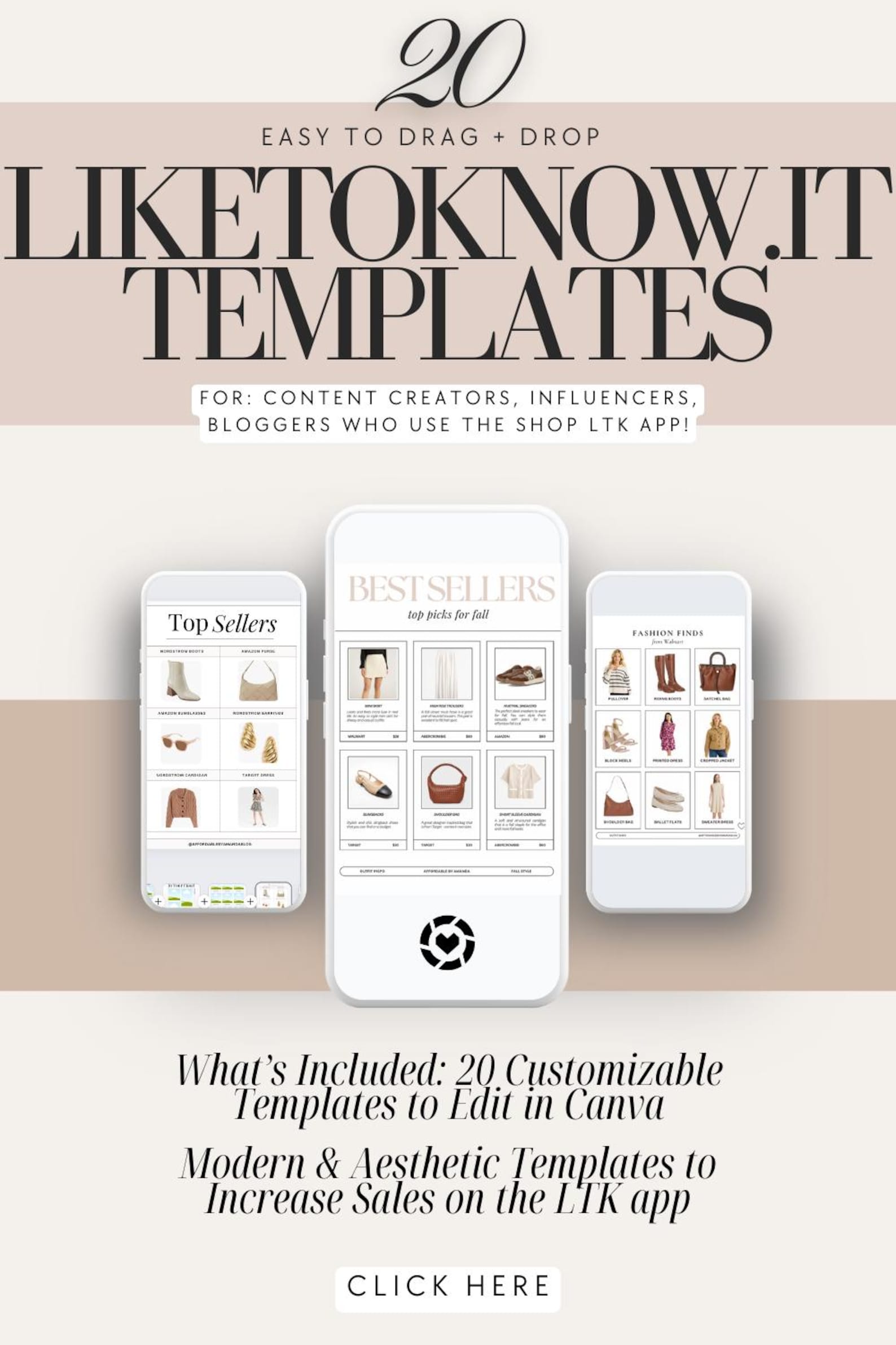 20 Modern LTK Canva Templates, Social Media Fashion Template (editable ...